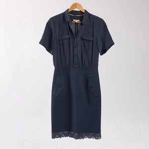Burberry Brit Silk Dress in Dark Blue with Short Sleeves Size M - Picture 1 of 6
