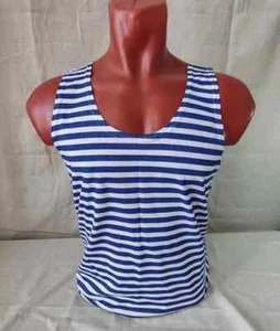Summer Vest Top Telnyashka VDV Style Striped Sailor Sleeveless T-Shirt,All Sizes - Picture 1 of 5