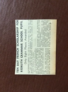 N5a Ephemera 1966 Article Redruth French Scholarship Geoffrey Grigg - Picture 1 of 1
