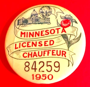 Insignia vintage con licencia de chofer 1950 Minnesota - Imagen 1 de 2