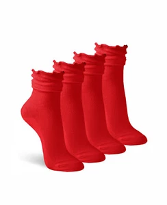 Jefferies Socks Womens Ankle Ruffle Dress Cotton Knit Crew Cuff Slouch Sock 4 PK - Picture 1 of 23