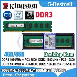 Kingston 8GB 16GB DDR3 RAM 1333 1600 1866 MHz DIMM 1.5V 288Pin For Desktop Lot - Picture 1 of 8