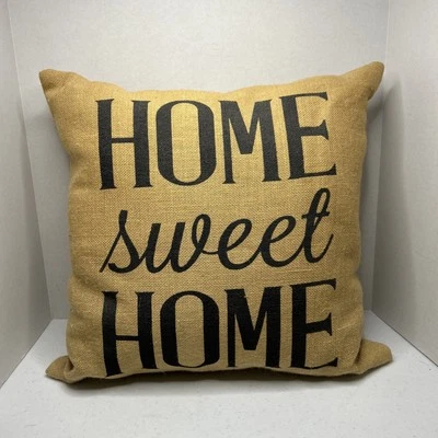 Burlap Home Sweet Home Pillow By Stratford Home 17 X 17 Farmhouse Country - Image 1 of 4