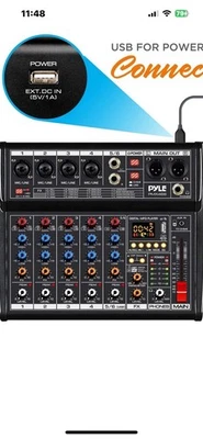 Pyle 6Ch Audio Interface Mixer for FOH w/ DSP 16 Preset Effects PMX466 - Image 1 of 4