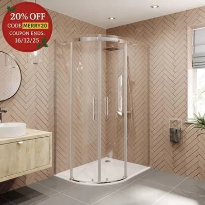 DIAMOND 1200 x 900mm LH Offset Quadrant Shower Enclosure Frameless 8mm Safety Glass