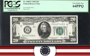 1928 $20 ATLANTA NUMERICAL FRN Federal Reserve Note PCGS 64 PPQ Fr 2050-F 27439 - Picture 1 of 3