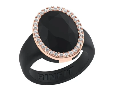 Silicone Wedding Ring for Women Oval with Metal Frame and CZ Stones - Image 1 of 4