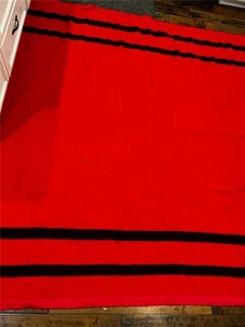 Vintage MARIPOSA RED*BLACK STRIPE WOOL BLANKET~Soft Throw~Camp - Picture 1 of 6