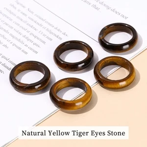 Anillo de dedo de cristal ojo de tigre natural talla 9, piedra preciosa de chakra (cantidad. 1) - Imagen 1 de 1