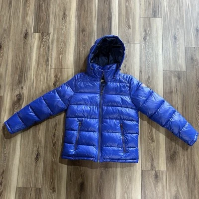 Guess Hooded Puffer Jacket Insulated Winter Parka Coat, Blue, Medium - Image 1 of 4