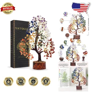 Handmade 7 Chakra Crystal Tree 10-12" - Healing Gemstone Tree of Life Decor - Picture 1 of 11