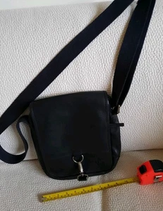 M&S Autograph Black Grain Leather CrossBody Men's Messenger Travel Bag Used VGC - Picture 1 of 12