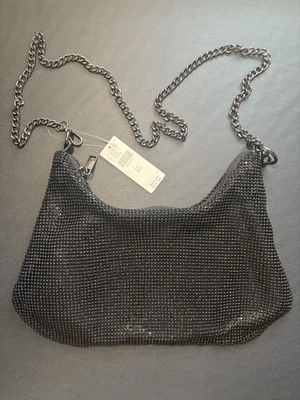 Bandolera Anthropologie Negra Malla Estrás Correa de Cadena Ajustable Nueva con Etiquetas Foto 1 de 4