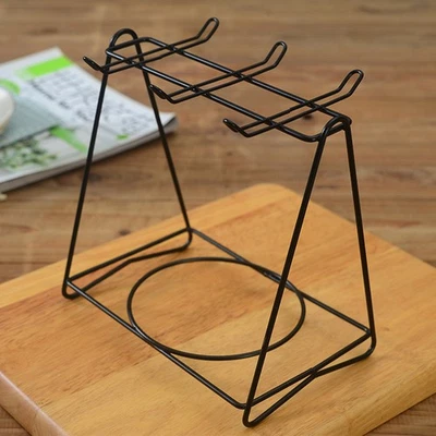  Triangle Stainless Steel Cups Plates Holder Coffee Mugs Hanging Stand Kitchen - Image 1 of 4