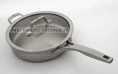 New CALPHALON Premier 3 Layer Stainless Steel 3 Qt Sauté Pan & Lid Professional - Image 1 of 4
