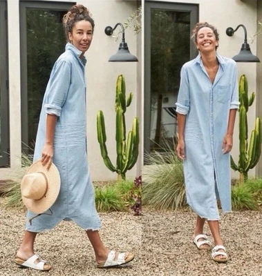 Frank and Eileen Washed Denim Dress Rory  Size Large washed denim  - Image 1 of 4