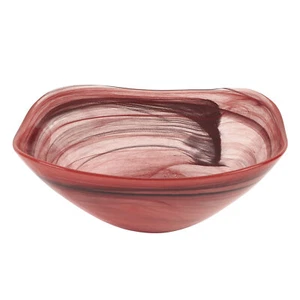 Moderne europäische mundgeblasene Kunstglas Terrakotta Alabaster quadratische Schüssel 10 Zoll - Bild 1 von 1