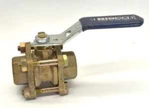 Válvula de bronce de tres piezas NIBCO T-595-Y palanca roscada NPT hembra de 1/2" - Imagen 1 de 4