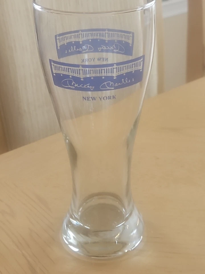 mickey mantle restaurant 8.5 inch glass mantle's yankees pint bar hall of fame - Image 1 of 2