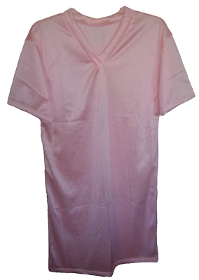 SLEEP SHIRT Pink Lingerie NYLON TRICOT NIGHT GOWN 42" Long ** 44" Chest  LARGE - Image 1 of 3