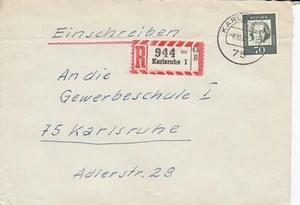 BRD - Mi 358 - EF - Einschreiben R944 - Stempel 8.10.63 Karlsruhe - Bild 1 von 2