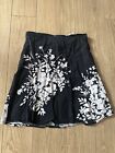?? Lovely Black & White Floral Flower A-Line Skirt Sz 14 ??