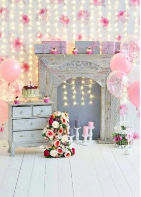 Fotografía fondo globos estrellas cumpleaños uno 1 año 5x7 ft Foto 1 de 2