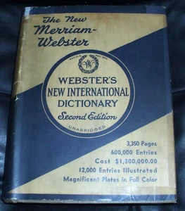 1943 DAS NEUE MERRIAM WEBSTER'S NEUES INTERNATIONALES WÖRTERBUCH INDIEN PAPIERSTAUB JKT - Bild 1 von 12