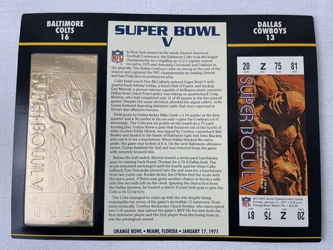 NFL Gold Super Bowl Ticket Willabee Ward 22KT #5 Colts vs Cowboys FREE SHIPNG Cover