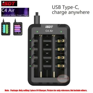 NEW ISDT C4 Air USB Type-C Charger 6-Bay 4A USB Universal Battery Smart Charger