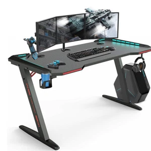 Ultral Long 100cm-140cm Gaming Desk Gamer Workstation Table with RGB Led Lights - Picture 1 of 73