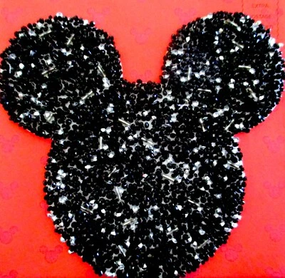 Papyrus 3D Beaded Mickey Mouse Ears Birthday Greeting Card - Image 1 of 4