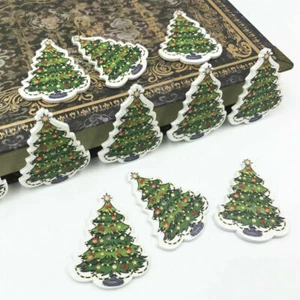 40pcs Christmas tree Wooded Buttons Sewing Scrapbooking Fit Christmas 36mm - Picture 1 of 4