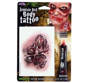 Zombie Rot Halloween Fancy Dress Fake Scar Tattoos Bloody Scab Makeup - Picture 1 of 1