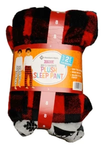 NWT Boys MEMBERS MARK 2-Pack Grey/Red Check Favorite Plush Sleep Lounge Pants 8 - Picture 1 of 3