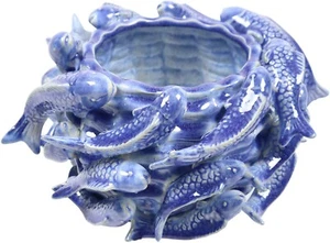 AM DESIGN Dekovase aus Keramik mit maritimem Fisch-Motiv in Blau B 26,5 cm - Bild 1 von 1