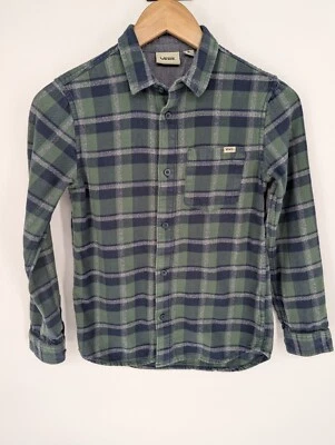 Vans Boys Flannel Button Down Shirt Size M Green Blue Gray  - Image 1 of 4