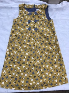 New Mini Boden yellow cord pinafore dress bird & floral print age 7-8 - Picture 1 of 4