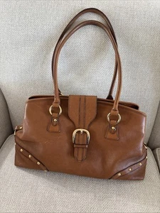 Etienne Aigner Leather Camel Colored Shoulder Bag Classic w/Gold Accents - Picture 1 of 12