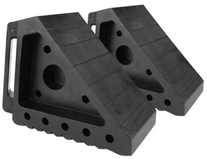 70472 Solid Rubber Heavy Duty Black Wheel Chock 2-Pack, 8" x 4" x 6" - Bild 1 von 2