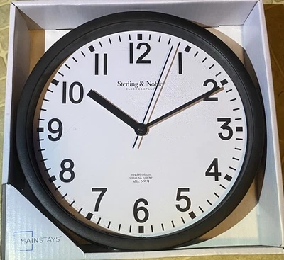 Reloj de Pared Sterling & Noble Pantalla Analógica 8.78" - Negro Decoración del Hogar - TOTALMENTE NUEVO Foto 1 de 2