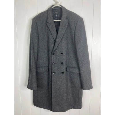 Theory Relaxed Double Breasted Gray Tweed Wool/Cashmere Overcoat Size XL - Image 1 of 4