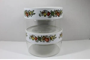 2 Vintage 1970s PYREX Spice Of Life See N Store Glass Canisters w/Lids USA - Picture 1 of 4
