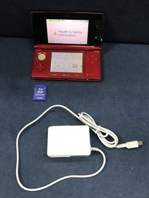 Nintendo 3DS Flare Red Console  w/ Charger & SD 2GB
