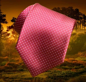 $490 BRIONI Red White Micro Polka Dots Geometric Handmade Silk Neck Tie Italy - Picture 1 of 14