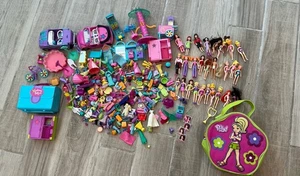 Large Y2K 2000 Polly Pocket Lot 28 Dolls Clothes Accessories Furniture Vehicles - Picture 1 of 7