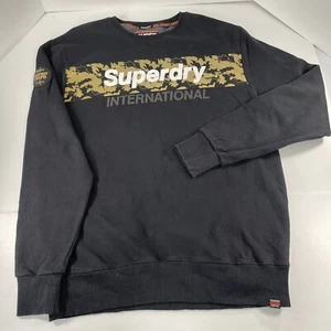 Superdry International XL Black Crewneck  Pullover  Oversized Cool - Picture 1 of 8