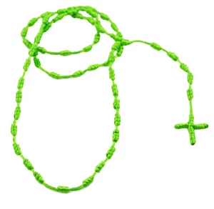 Collar con cuerda rosario cruz para hombre City 28" verde neón lima - Imagen 1 de 1