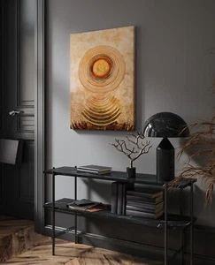 Pintura de anillo de árbol rojo dorado abstracto sin marco impresión en lienzo arte de pared australiano - Imagen 1 de 4
