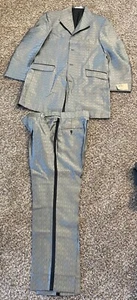 Men's Retro Andrew Fezza Silver Tuxedo Vintage Prom Wedding J 42W 32/34 I 31/33 - Picture 1 of 4